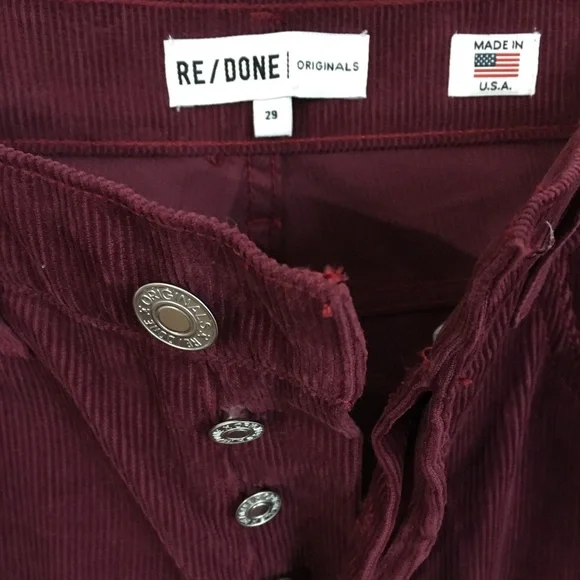 Re/Done Stove Pipe Corduroy Button Fly Pants - Picture 5 of 7